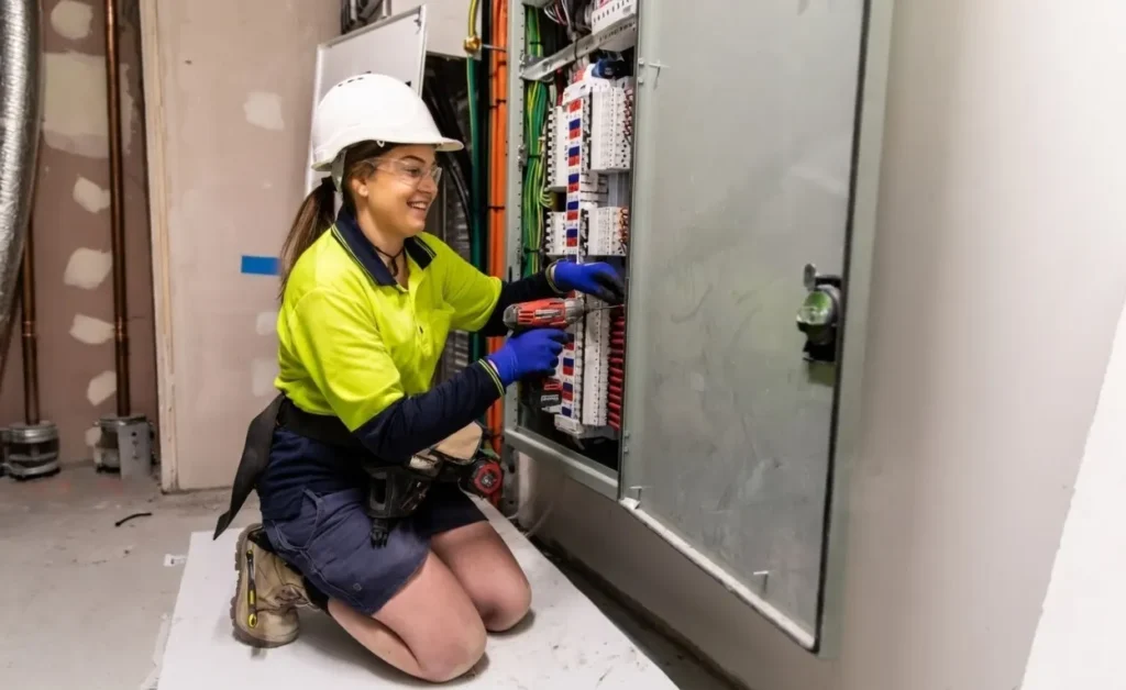 Electrician working on a switchboard